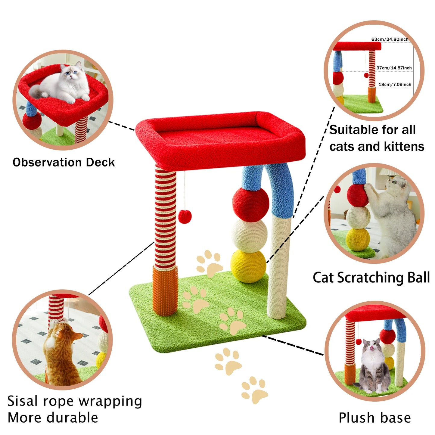 Colorful Cat Tree With Scratching Post