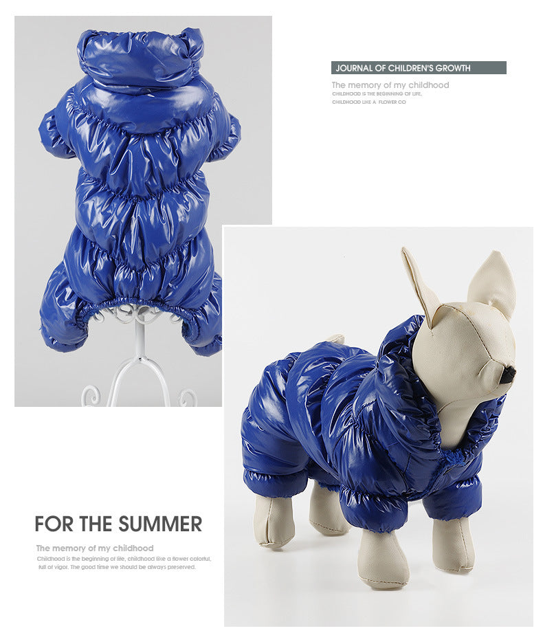 Dog Cat Faux Leather Waterproof Jacket Thicken