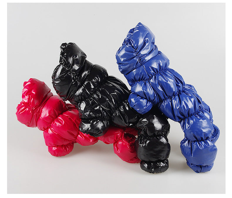 Dog Cat Faux Leather Waterproof Jacket Thicken