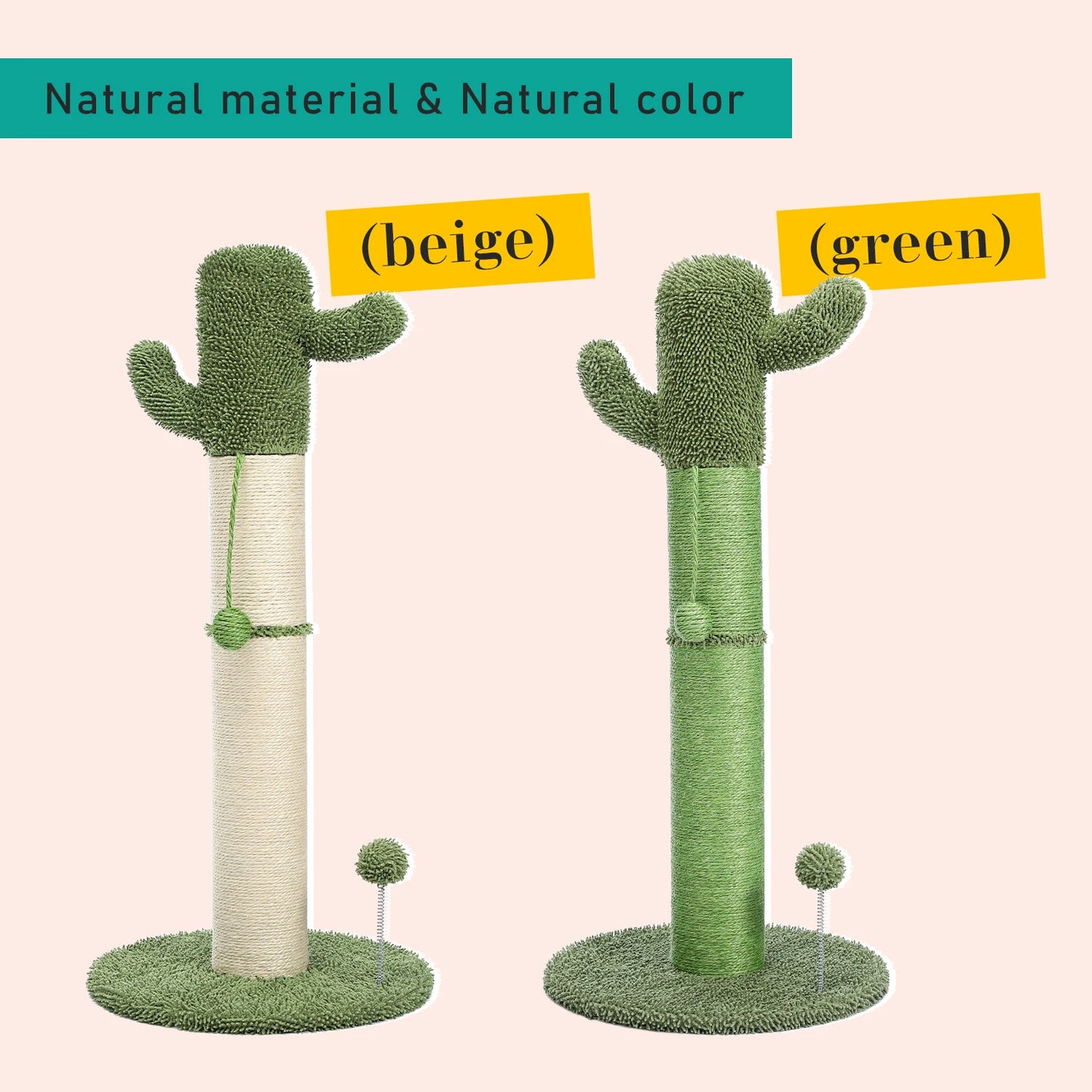 Cute Cactus Cat Tree Toy with Ball Scratching Post
