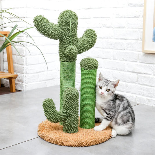 Cute Cactus Cat Tree Toy with Ball Scratching Post