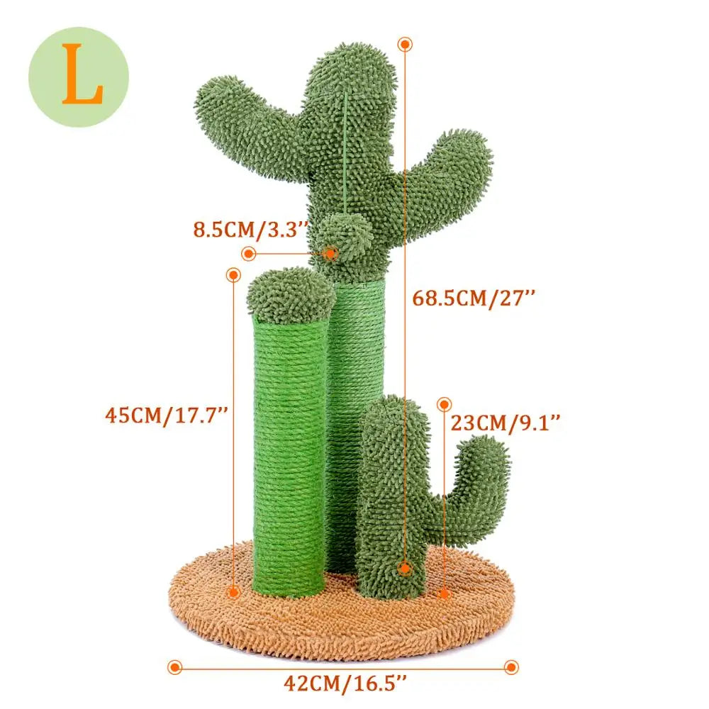 Cute Cactus Cat Tree Toy with Ball Scratching Post