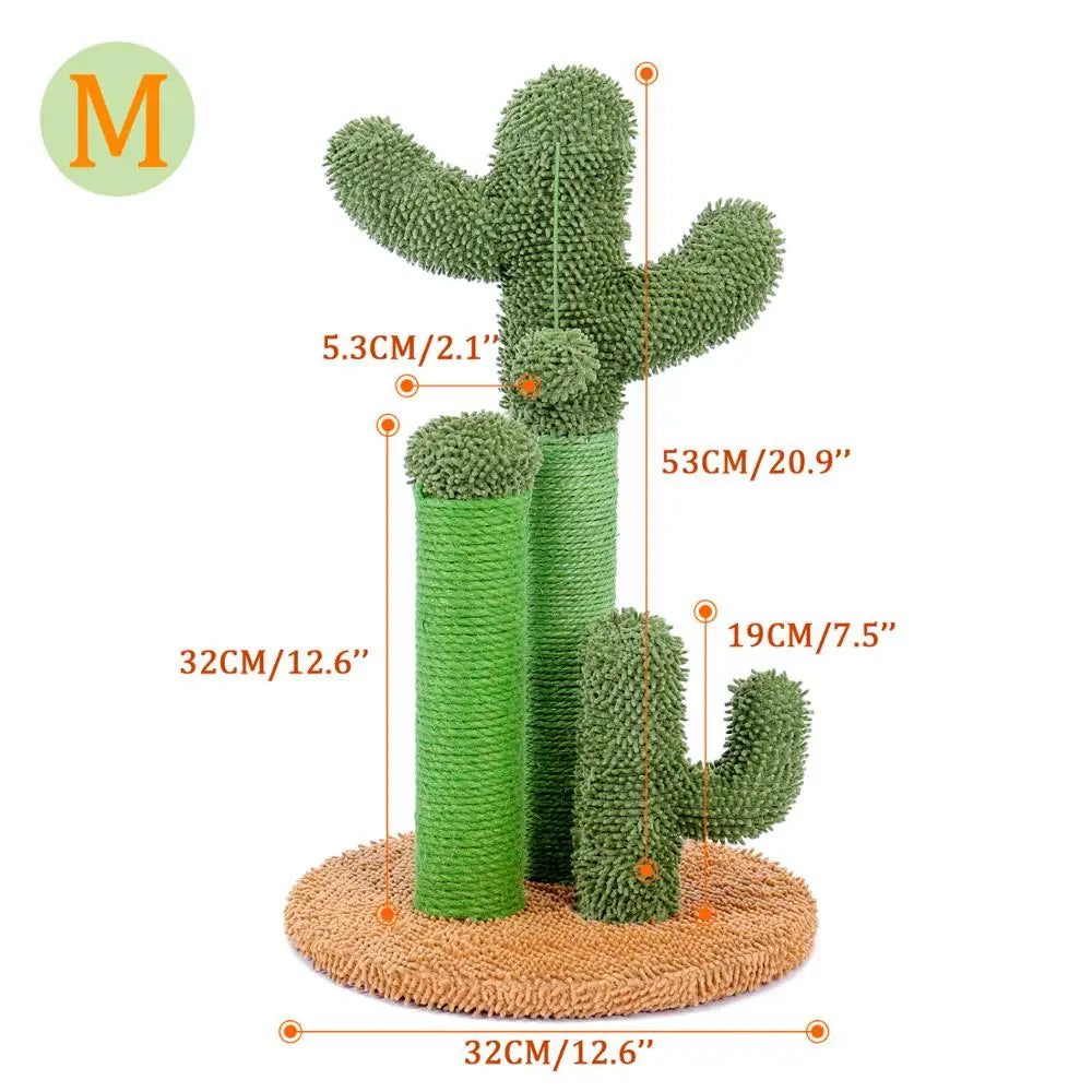 Cute Cactus Cat Tree Toy with Ball Scratching Post