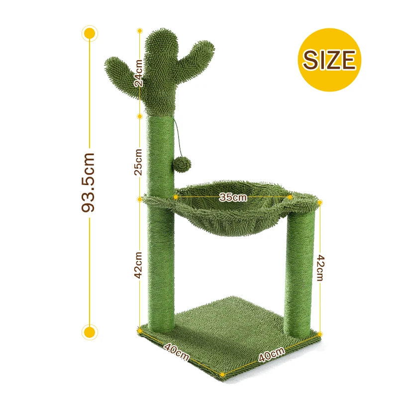 Cute Cactus Cat Tree Toy with Ball Scratching Post