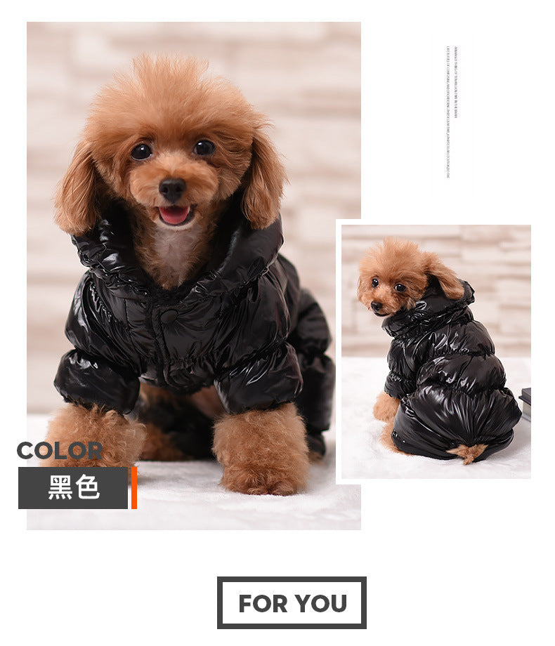 Dog Cat Faux Leather Waterproof Jacket Thicken