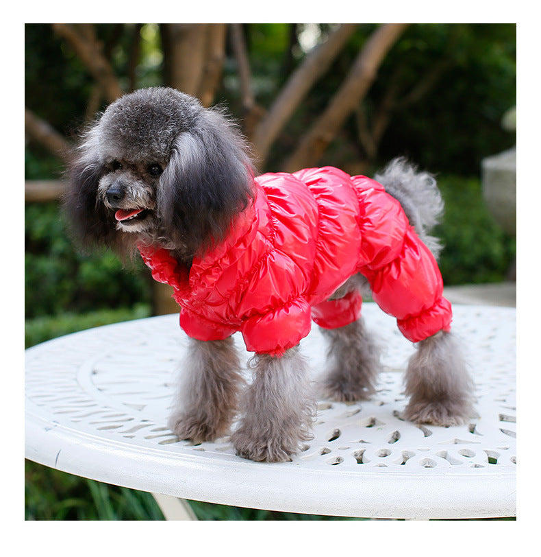 Dog Cat Faux Leather Waterproof Jacket Thicken