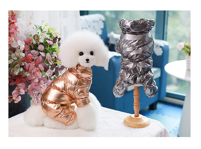 Dog Cat Faux Leather Waterproof Jacket Thicken