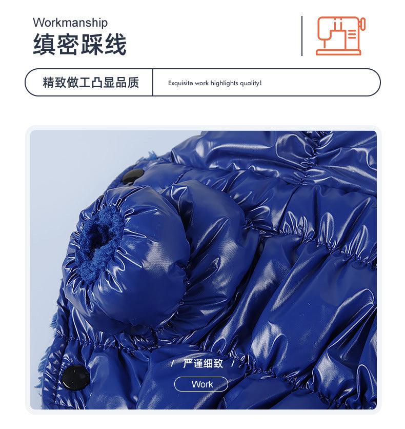 Dog Cat Faux Leather Waterproof Jacket Thicken