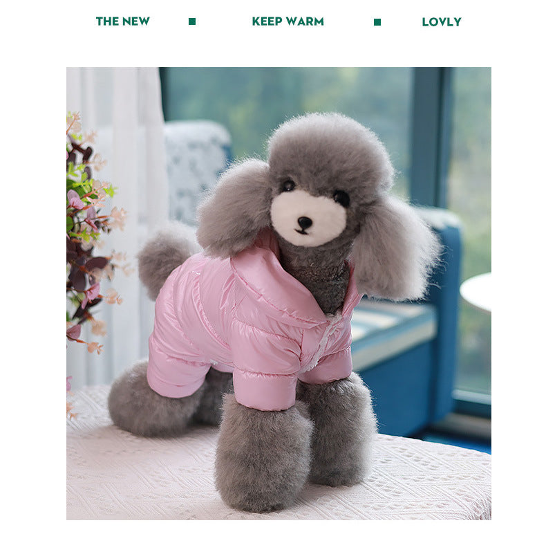 Dog Cat Faux Leather Waterproof Jacket Thicken