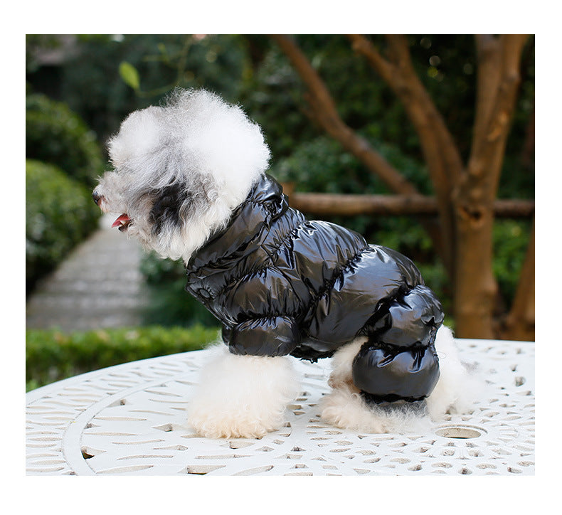 Dog Cat Faux Leather Waterproof Jacket Thicken