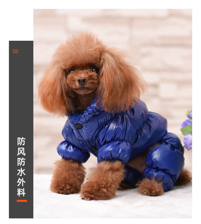 Dog Cat Faux Leather Waterproof Jacket Thicken