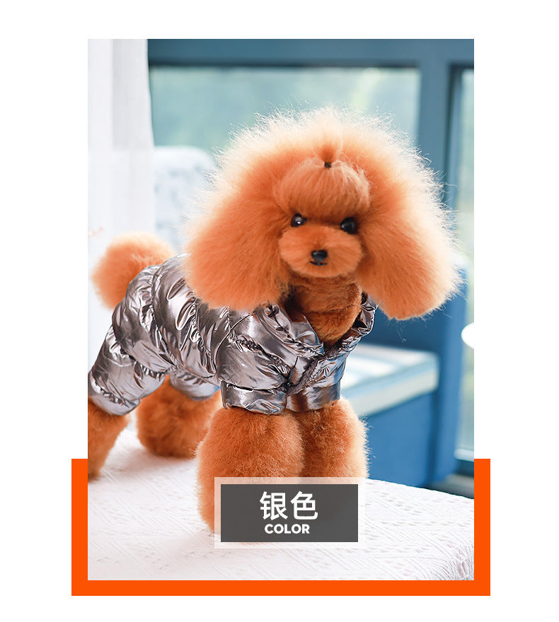 Dog Cat Faux Leather Waterproof Jacket Thicken