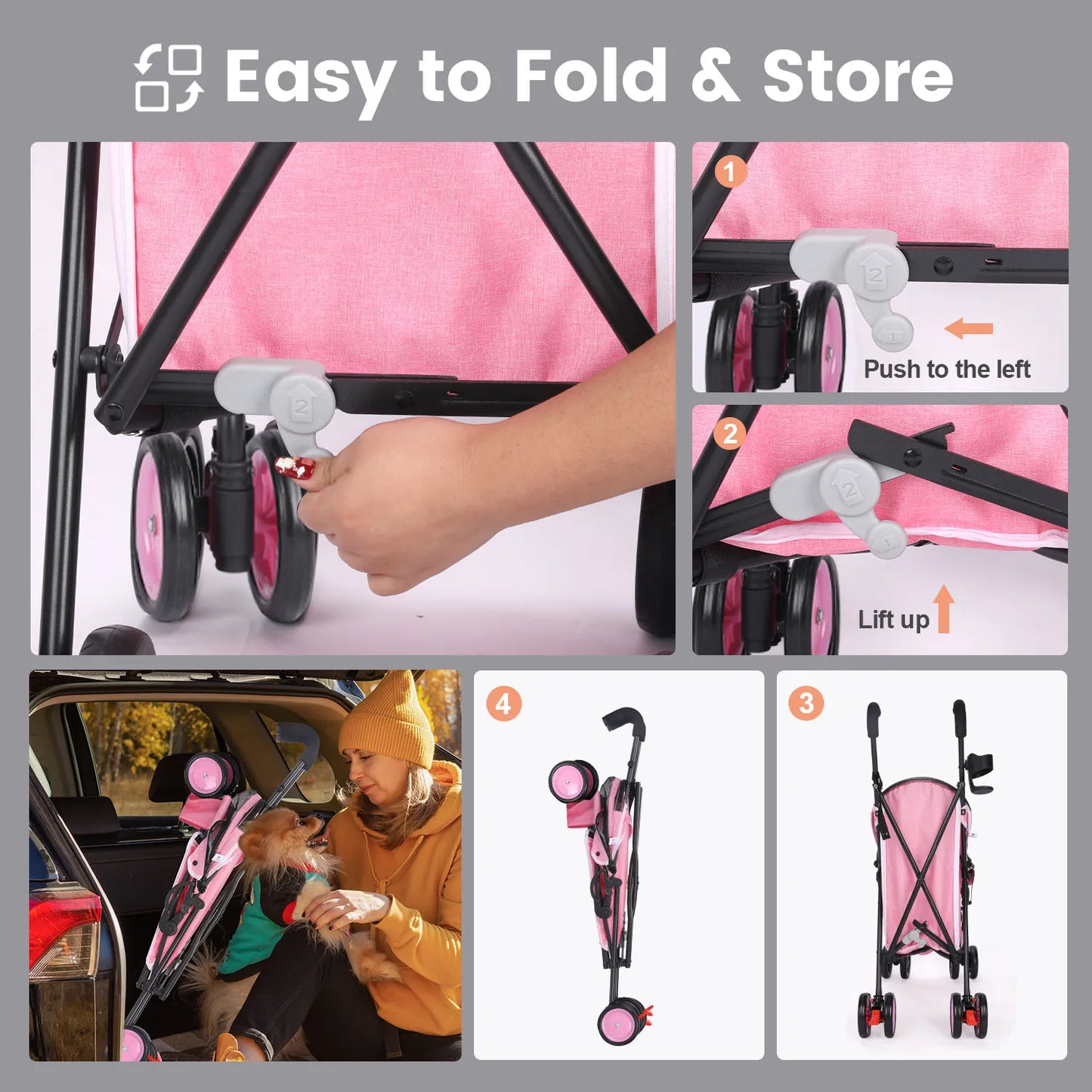 Pet Stroller with Brakes