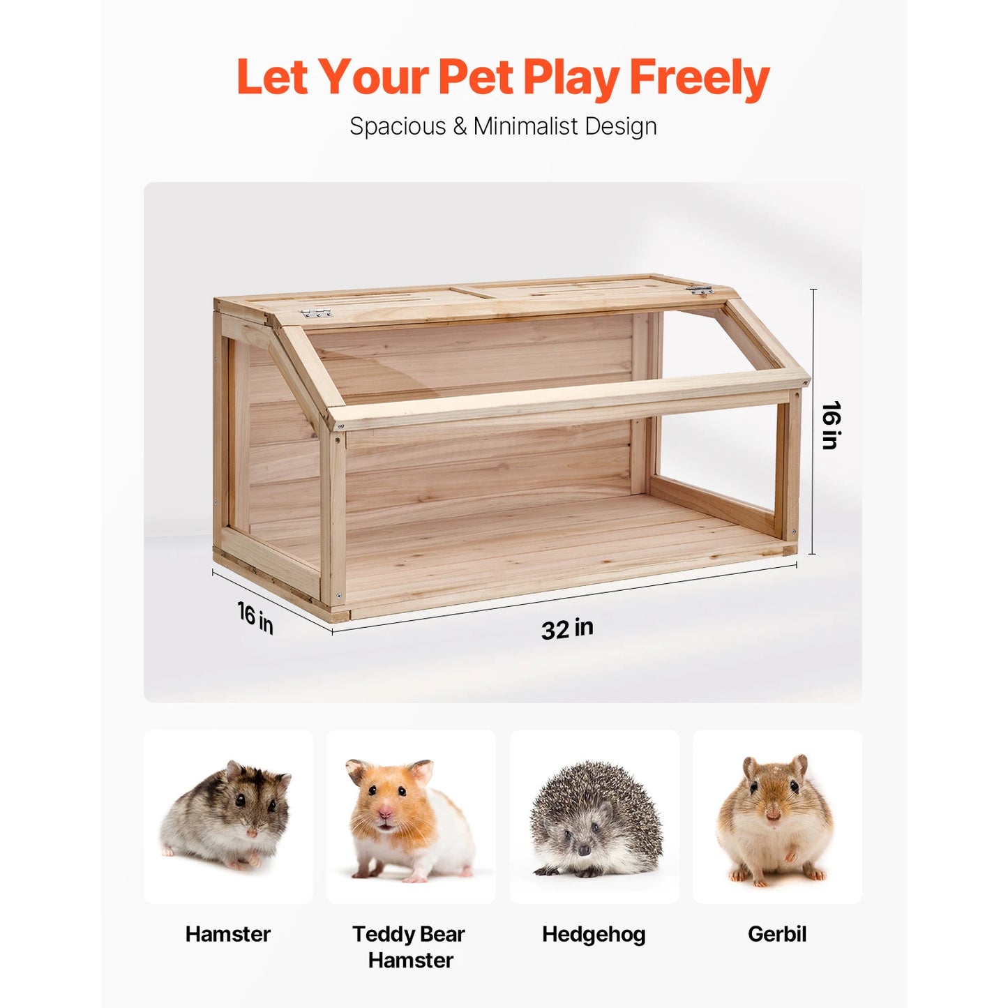Wooden Gerbil Habitat with Openable Top
