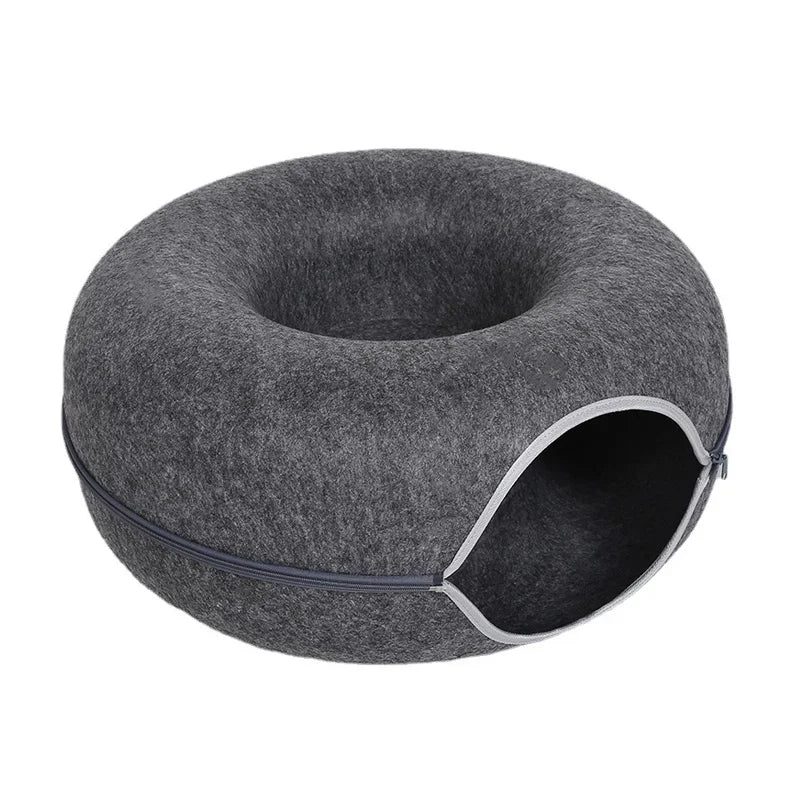 Donut Cat Bed/Tunnel, Natural Felt