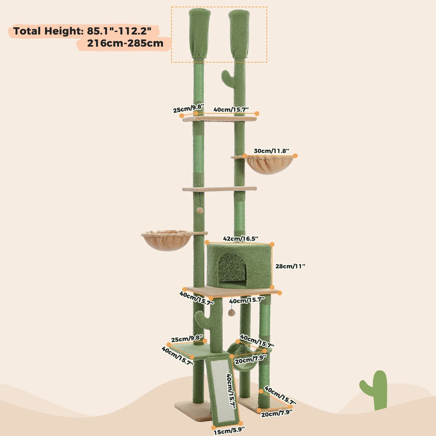 Floor to Ceiling Cactus Cat Tree