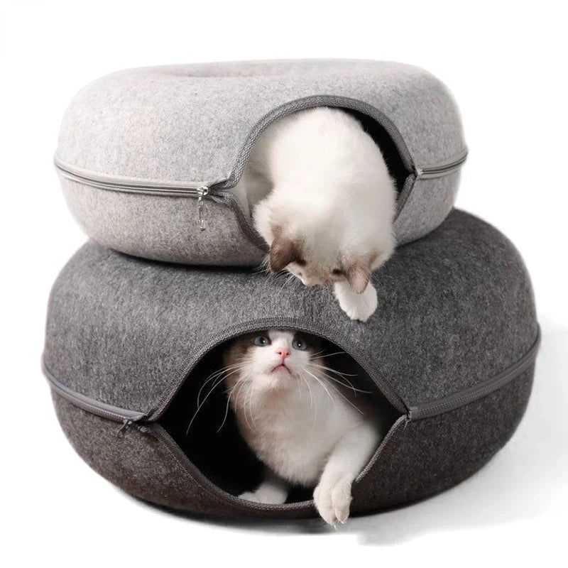 Donut Cat Bed/Tunnel, Natural Felt
