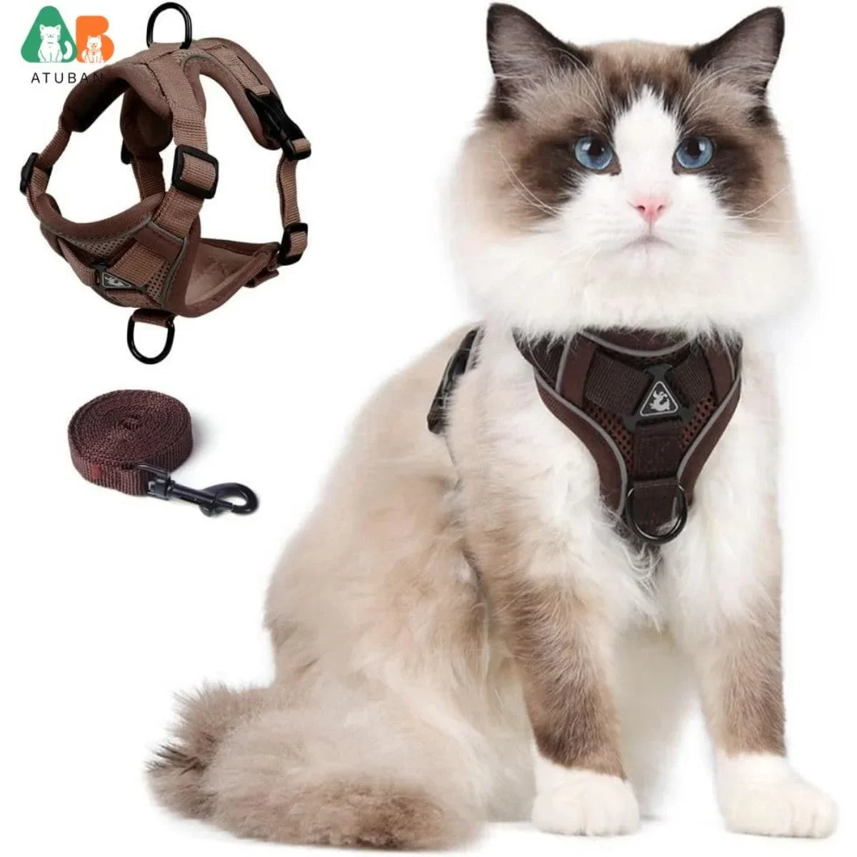 Adjustable Cat Harness /Leash Set with Reflective Trim