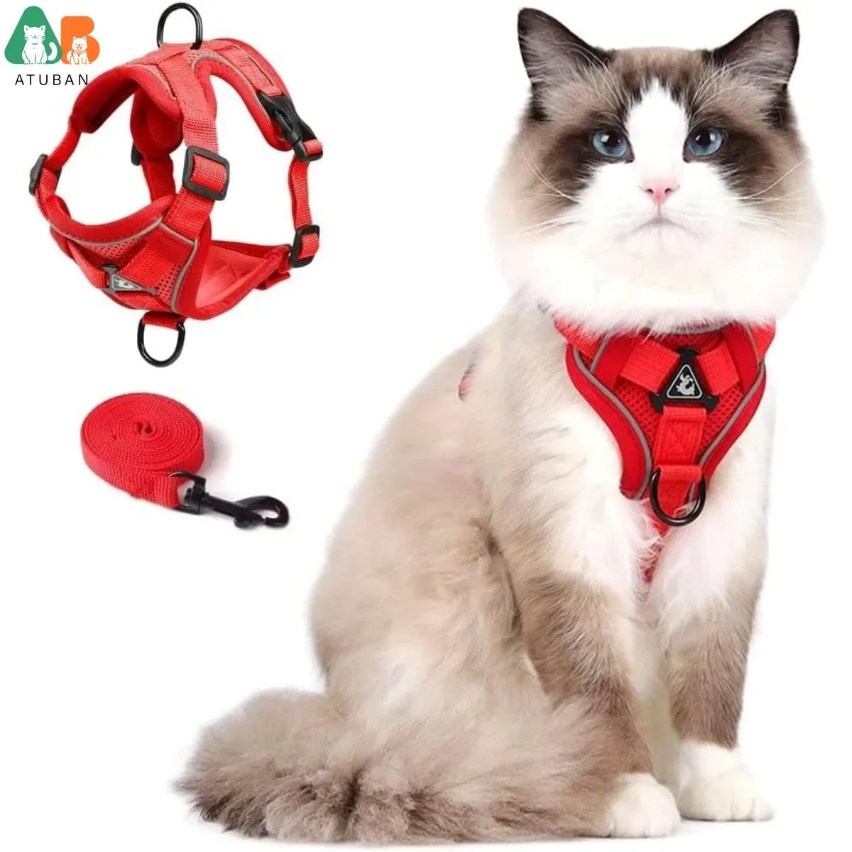 Adjustable Cat Harness /Leash Set with Reflective Trim