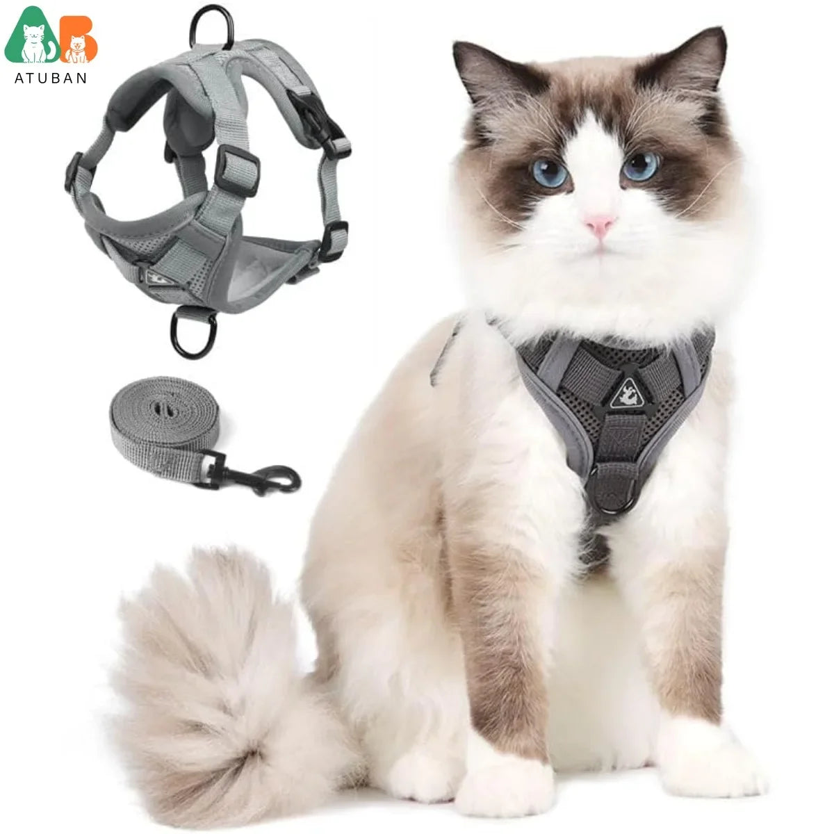 Adjustable Cat Harness /Leash Set with Reflective Trim
