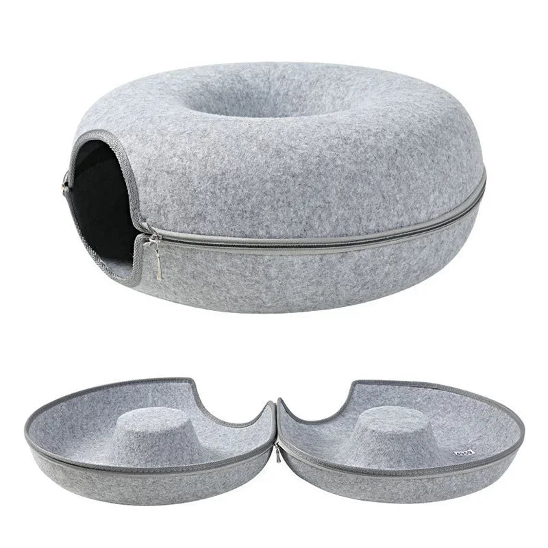 Donut Cat Bed/Tunnel, Natural Felt