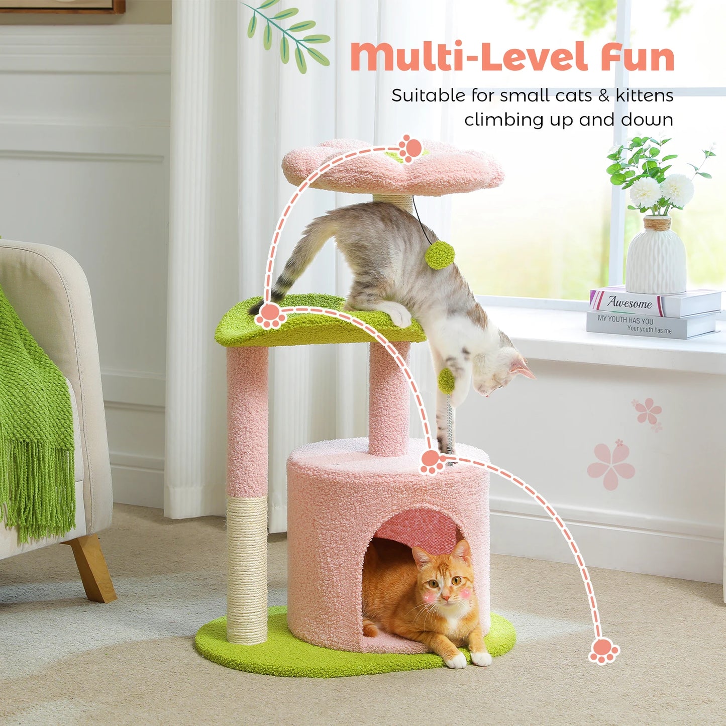 Flower Cat Tree with Sisal Scratching Post