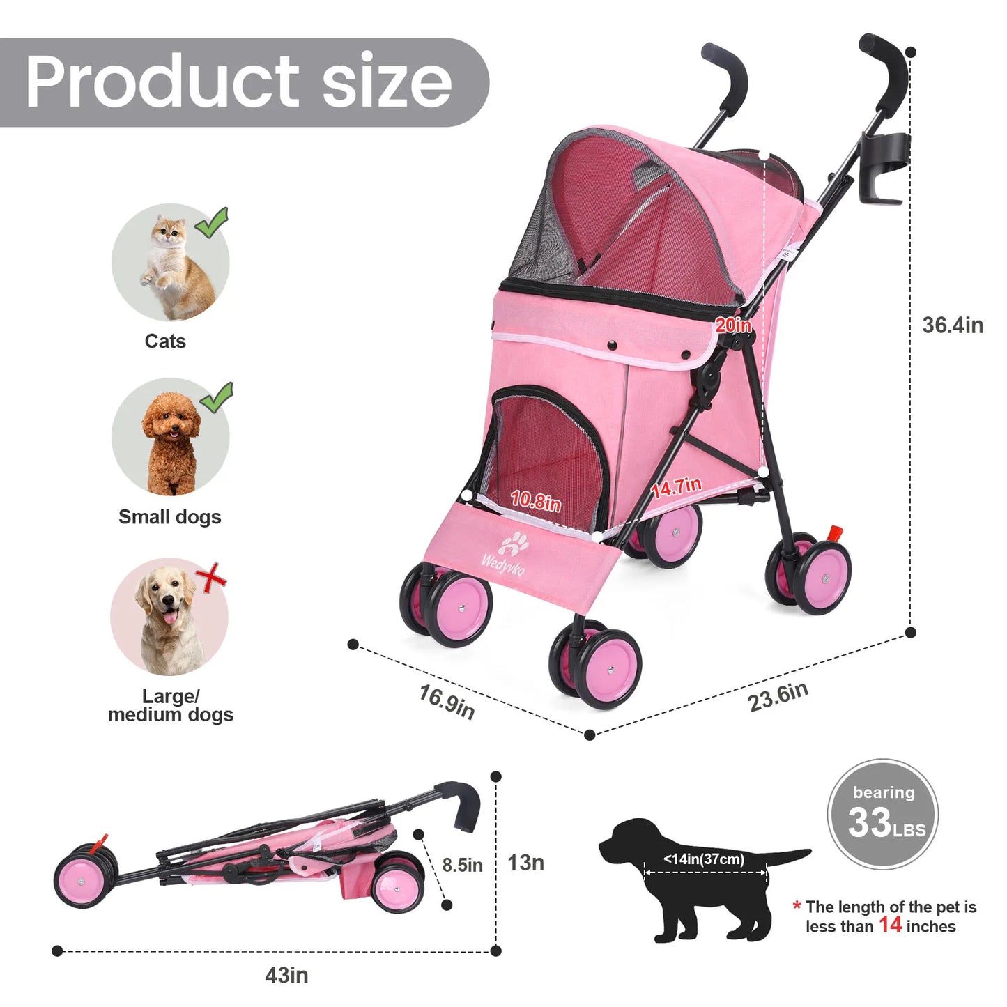 Pet Stroller with Brakes
