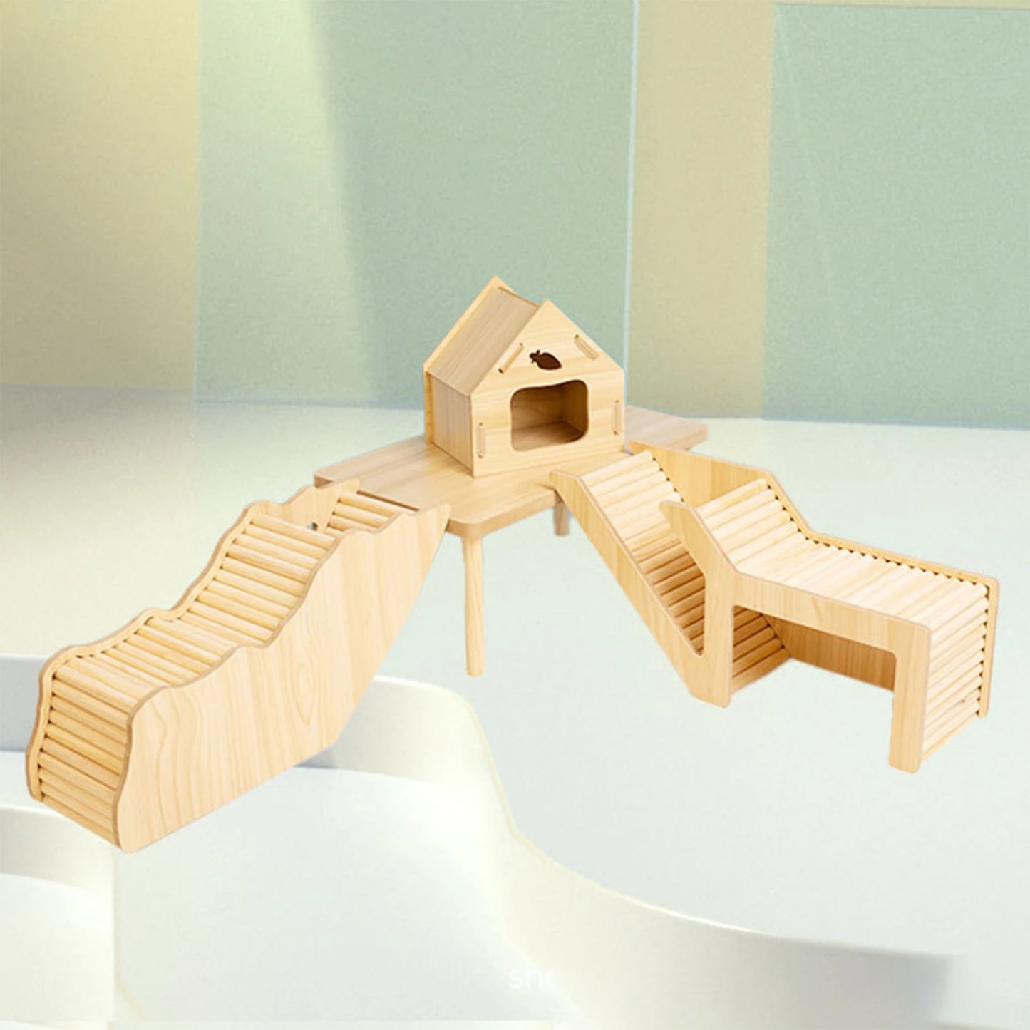 Hamster Wooden House With Climbing Ladder