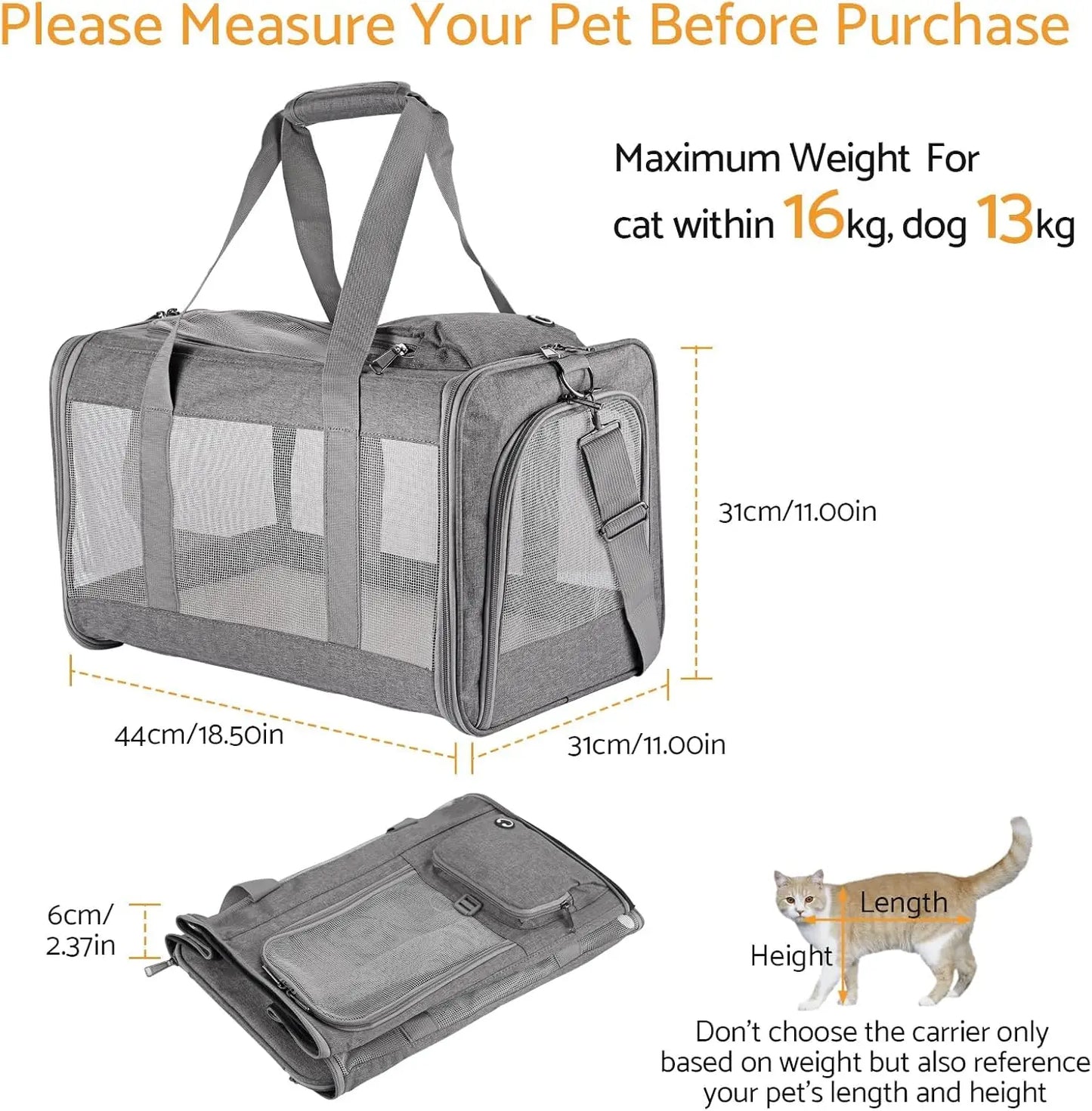 Airline Approved, Breathable Pet Travel Carrier