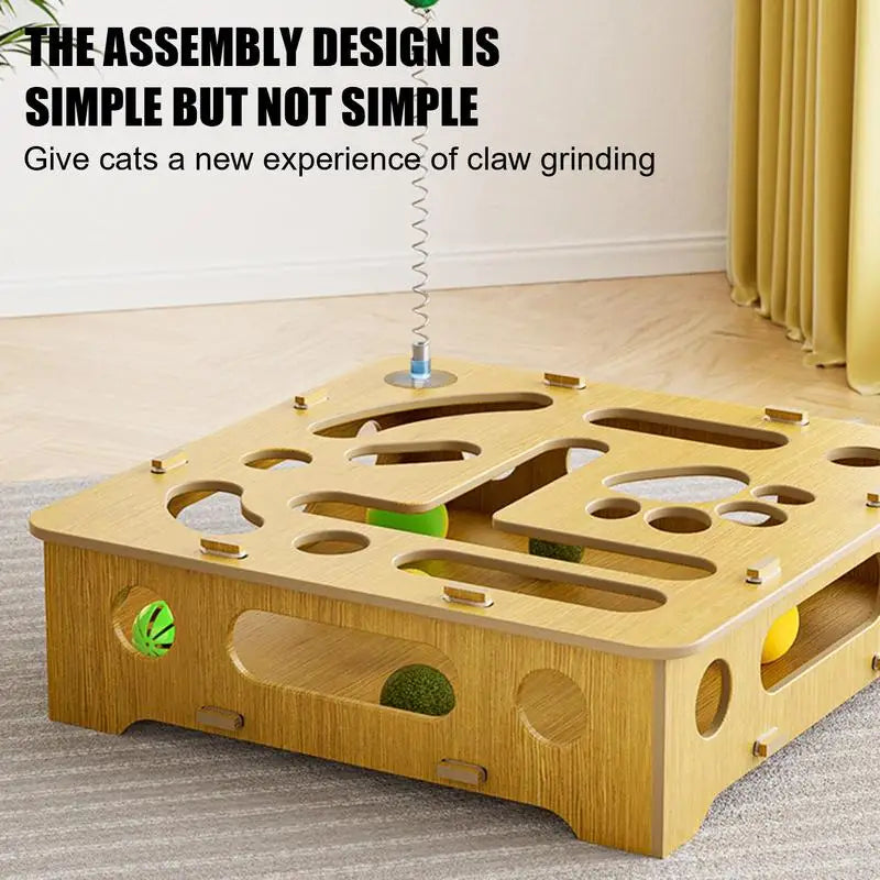 Wooden Box Puzzle Toy With Feather & Balls