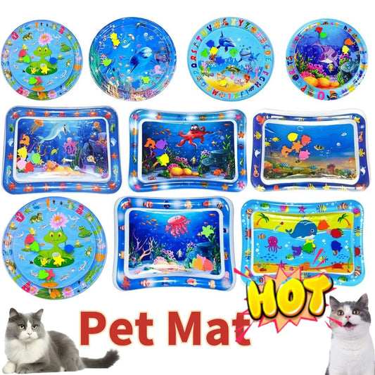 Pet Tummy Time Mat Premium Cat Play Mat Inflatable Water Cushion Interactive Dog Gym Baby Toys for Sensory Development