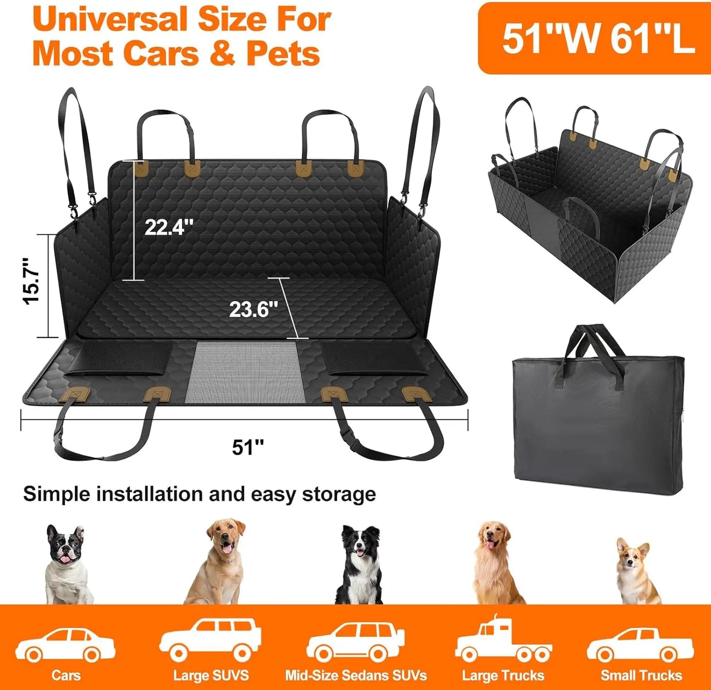 Waterproof Foldable Dog Car Seat  Protector