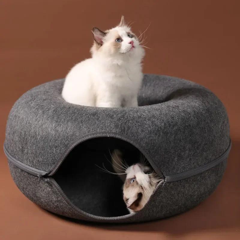 Donut Cat Bed/Tunnel, Natural Felt