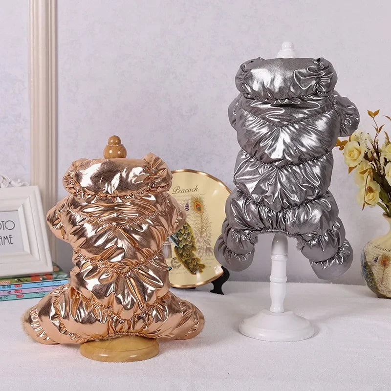 Dog Cat Faux Leather Waterproof Jacket Thicken