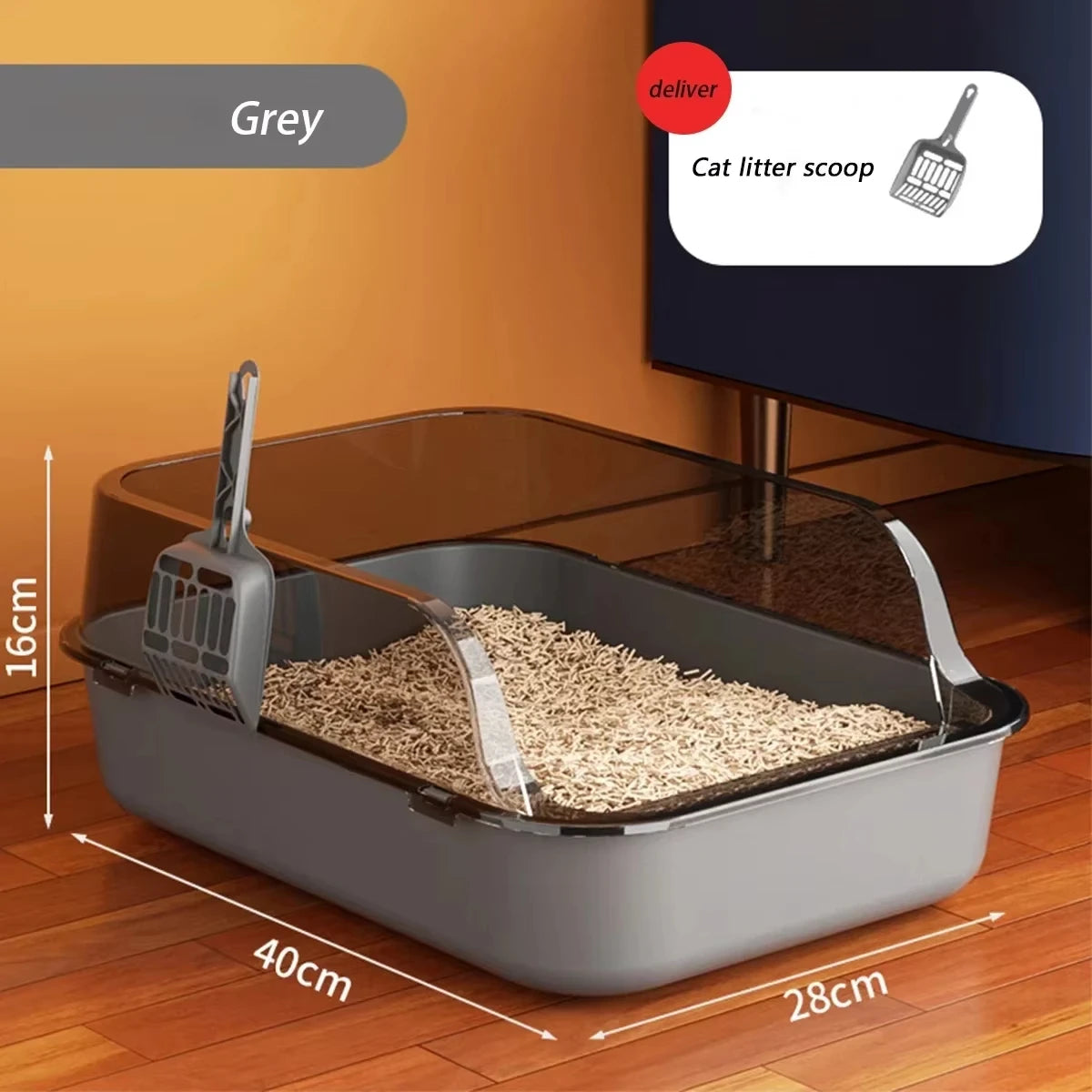 Semi-Closed Cat Litter Box