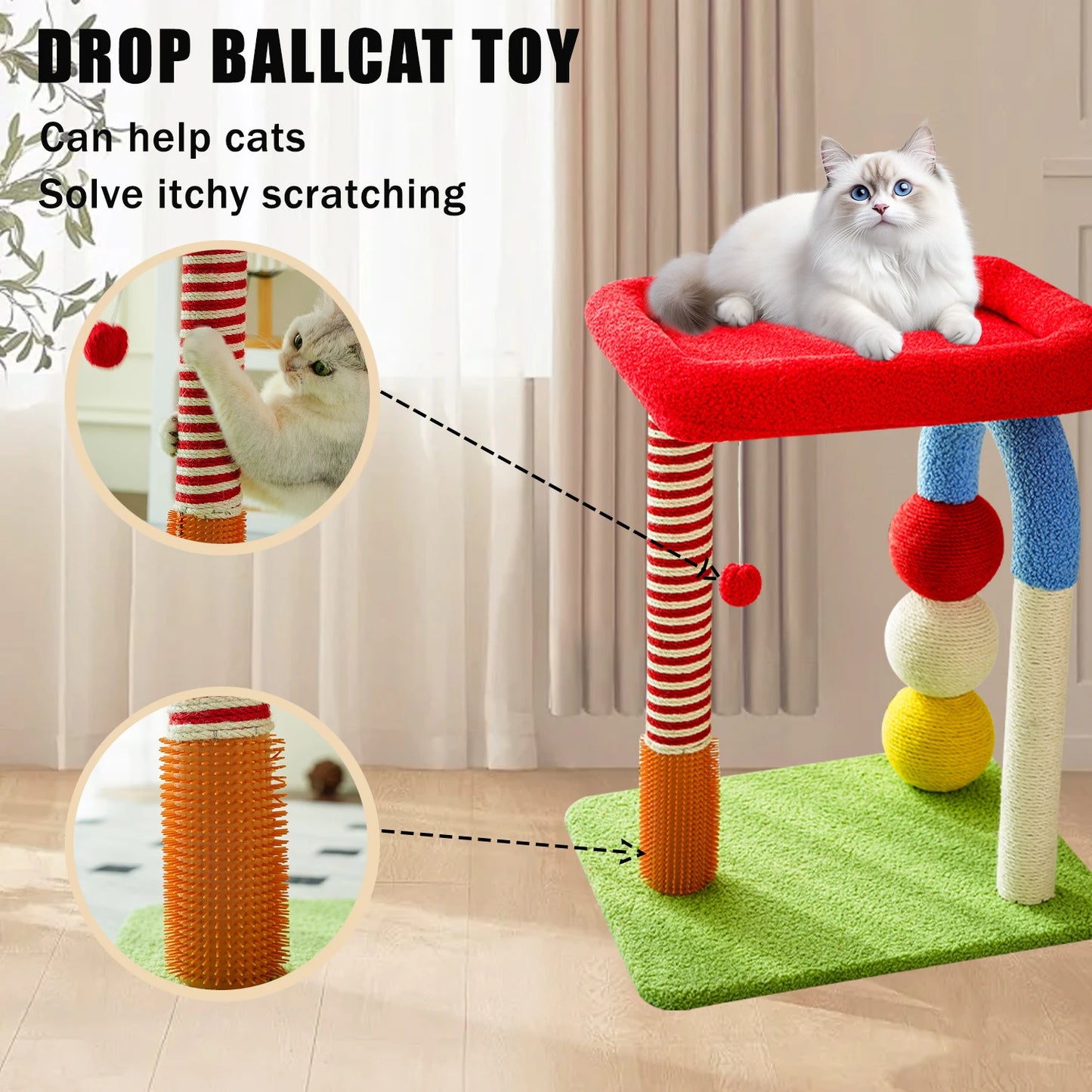 Colorful Cat Tree With Scratching Post