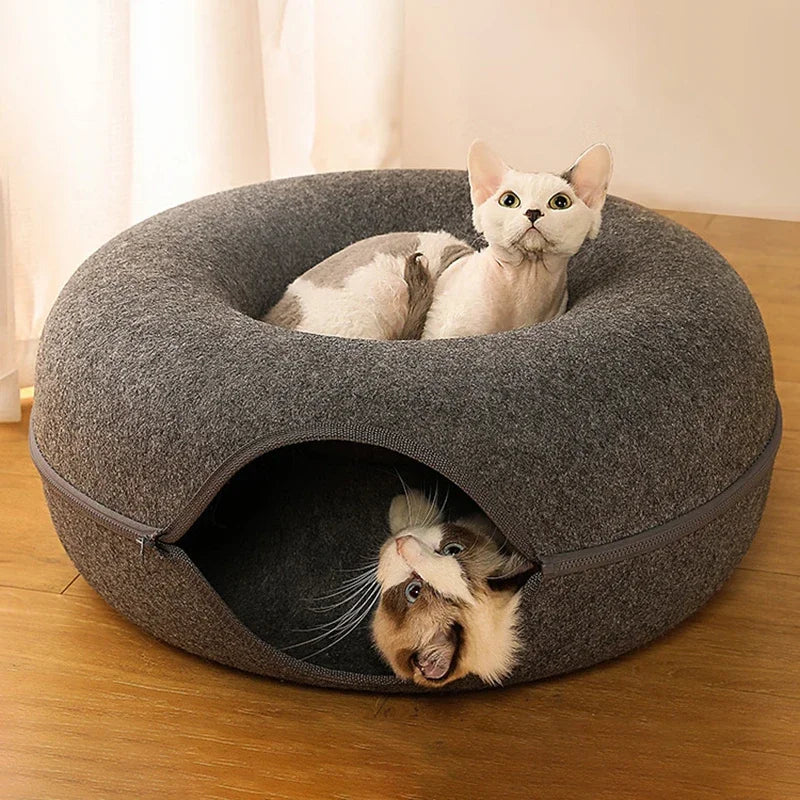 Donut Cat Bed/Tunnel, Natural Felt