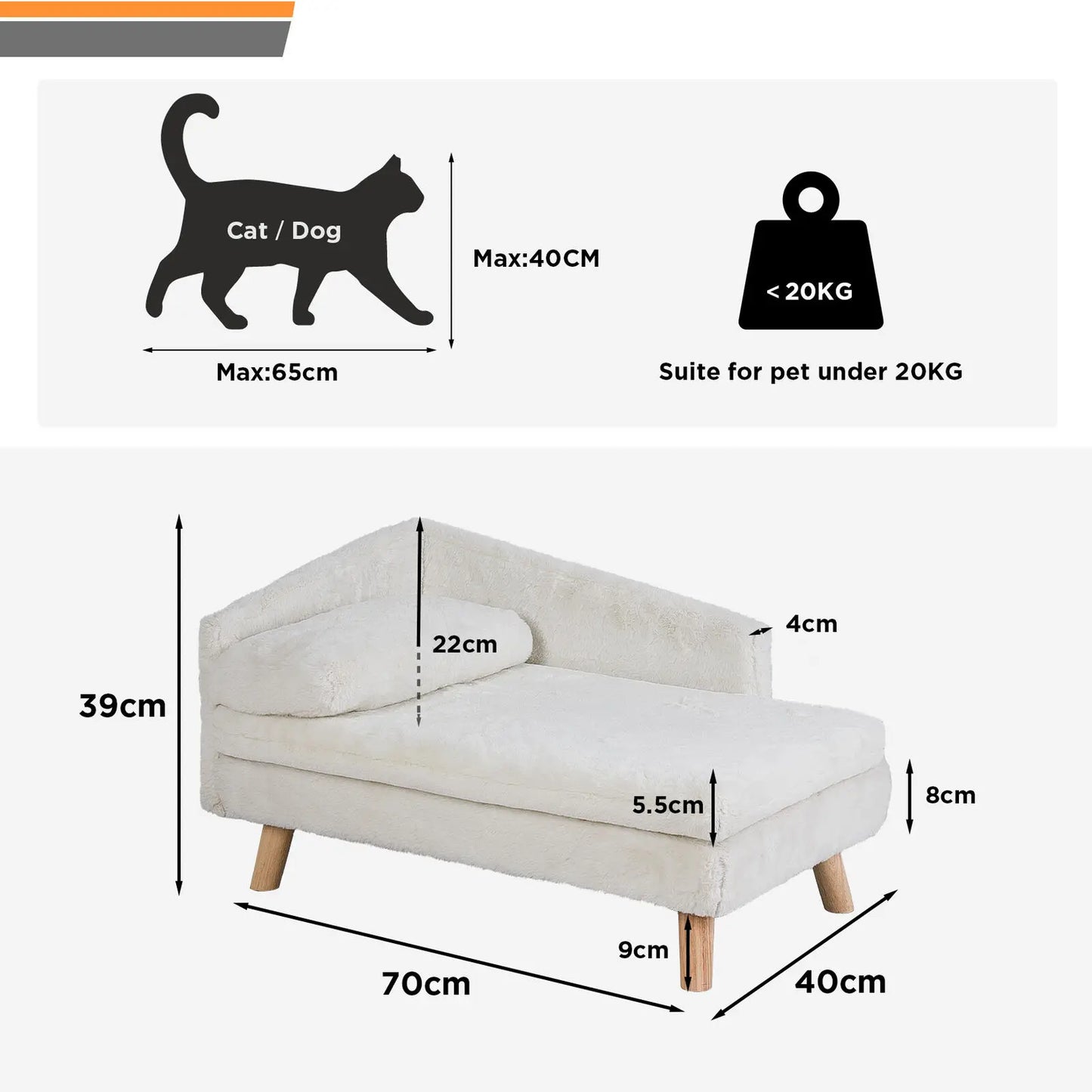 Raised Plush Indoor Cat/Dog Sofa