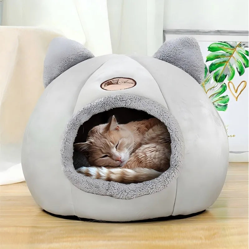 Enclosed Pet Bed With Cat Ears