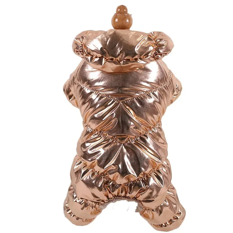 Dog Cat Faux Leather Waterproof Jacket Thicken