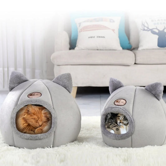 Enclosed Pet Bed With Cat Ears