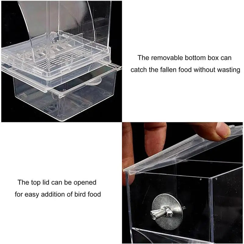 Acrylic Bird Feeders Anti Spill Automatic Parrot Feeder Drinker TransparentParakeet Feeders For Bird Cage Cage Accessories