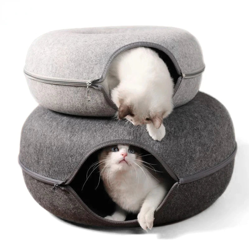 Donut Cat Bed/Tunnel, Natural Felt