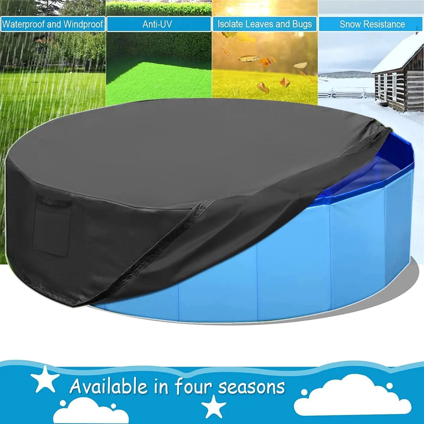 Dog Swimming Pool or Pool Cover Portable Plastic Pool Grooming Tub Bathing Scratch Resistance Pet Pools Bathtub for Large Dogs