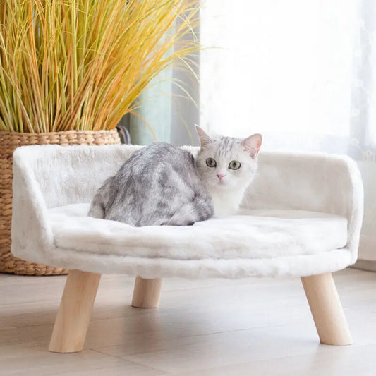 Plush Fabric Raised Cat Sofa