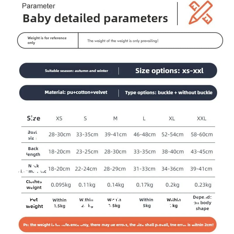 Dog Cat Faux Leather Waterproof Jacket Thicken