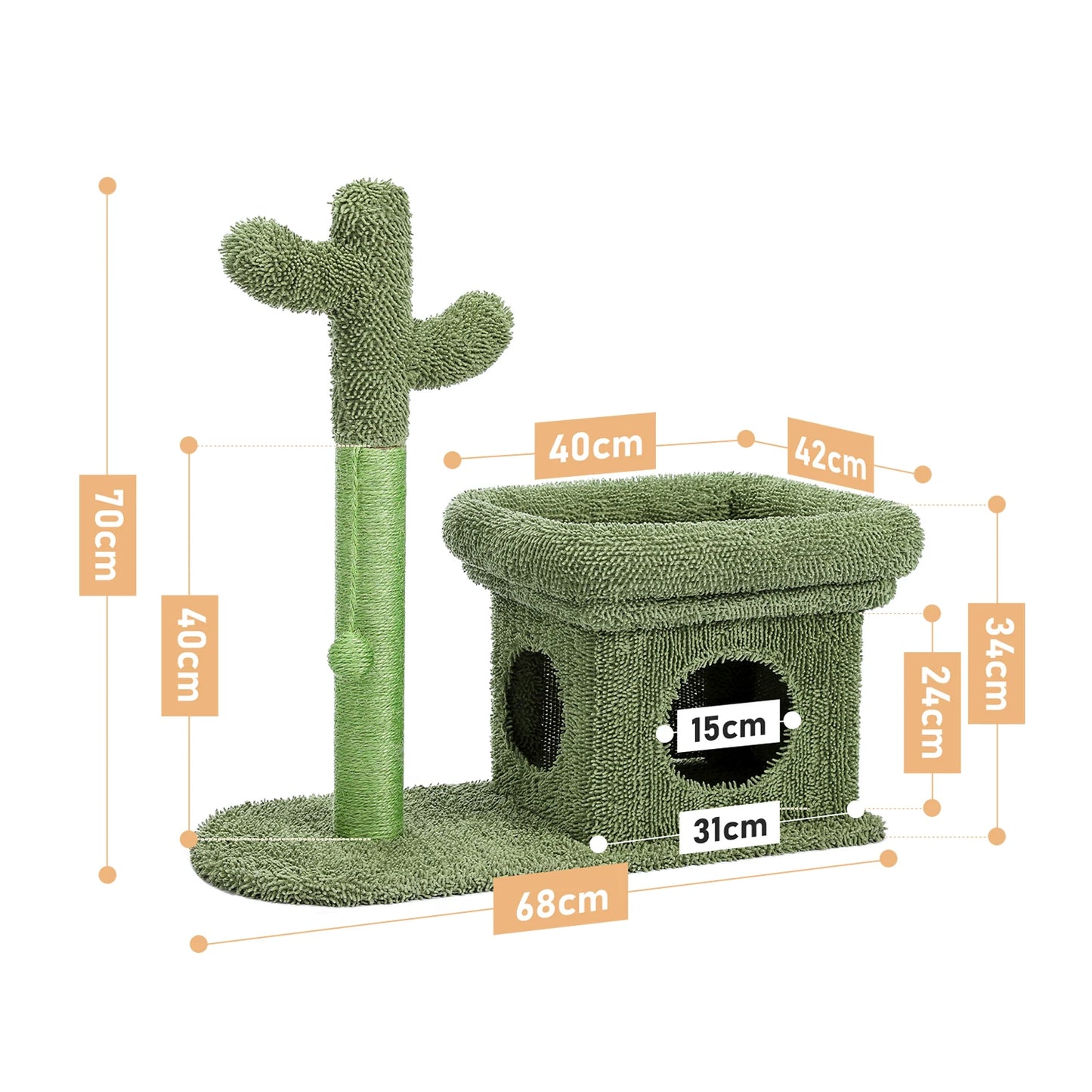 Cute Cactus Cat Tree Toy with Ball Scratching Post